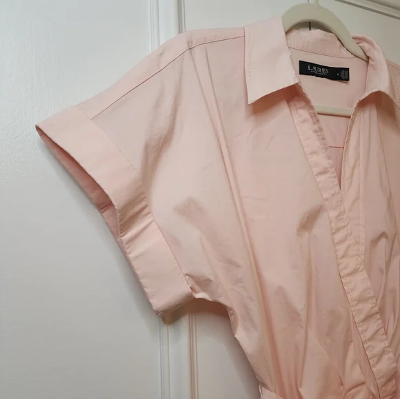 Ralph Lauren Pink Belted Cotton-Blend Tiered Dress | Size 8 - Picture 5 of 11